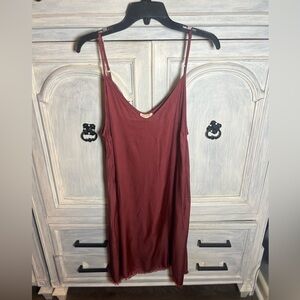 Nation‎ LTD Cinnamon V- Neck Satin Slip Dress Fringe Mini